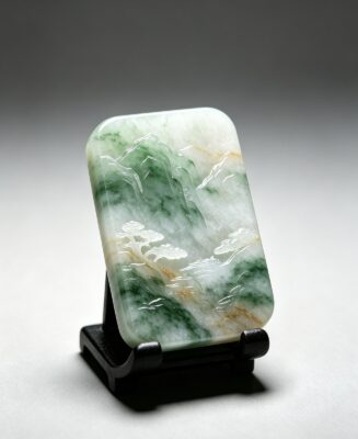 Jadeite Plain Tablet Pendant · Green Cloud