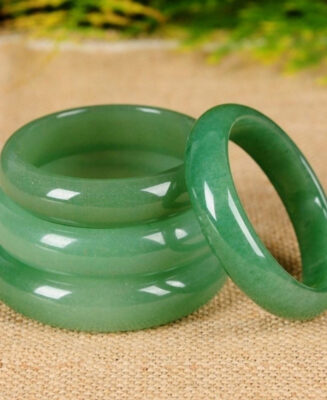 Deep Green Jadeite Bangle · Set of 3