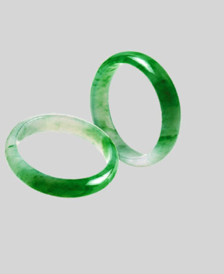 Green & White Jade Bangle · Set of 2
