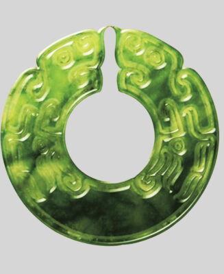 Yellow Green Jade Peace Buckle Carving
